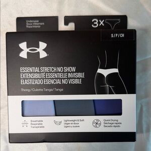 Under Armour women’s Essential Stretch No-Show Thong 3-Pack - Blue Mix